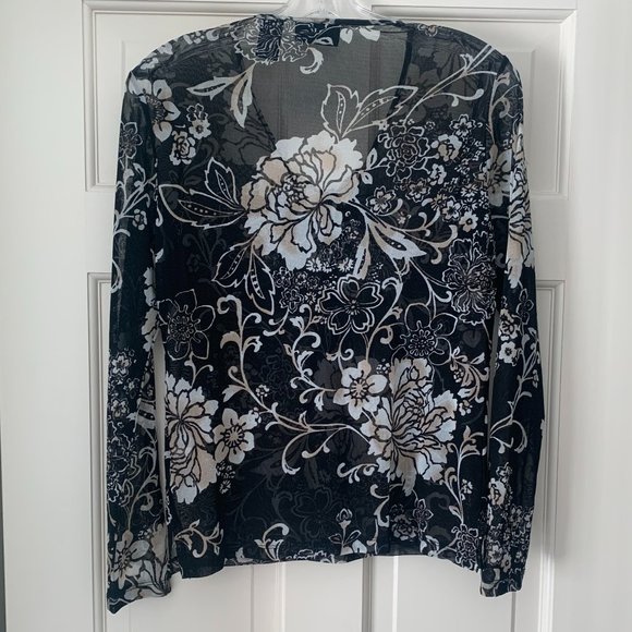 2/$20 New York & Company Sheer Floral Shirt - Picture 2 of 6